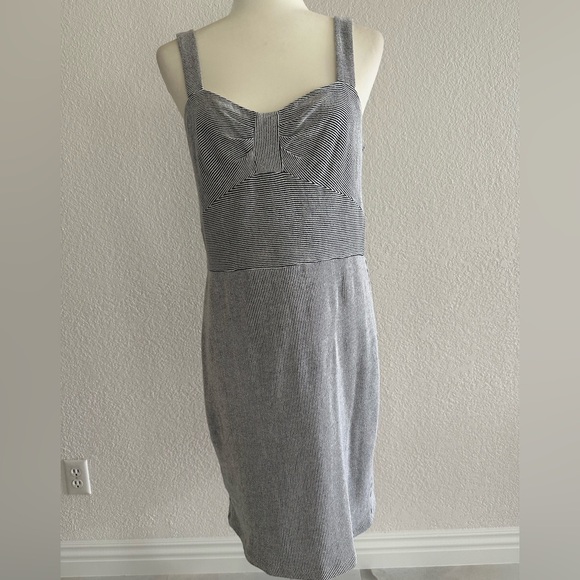 Ann Taylor Classic Gray and White Pinstripes Sundress - Picture 1 of 4